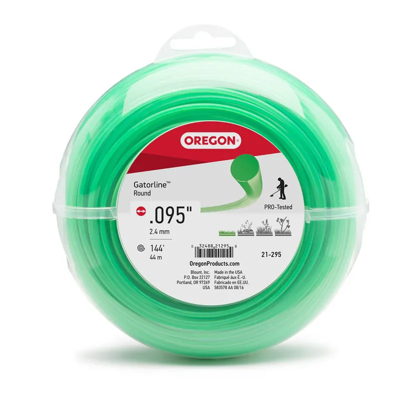 Authentic Oregon Trimmer Line - 21-295 - Green Gatorline - Round - .095" Gauge, 1/2 lb. Donut, 144 Feet