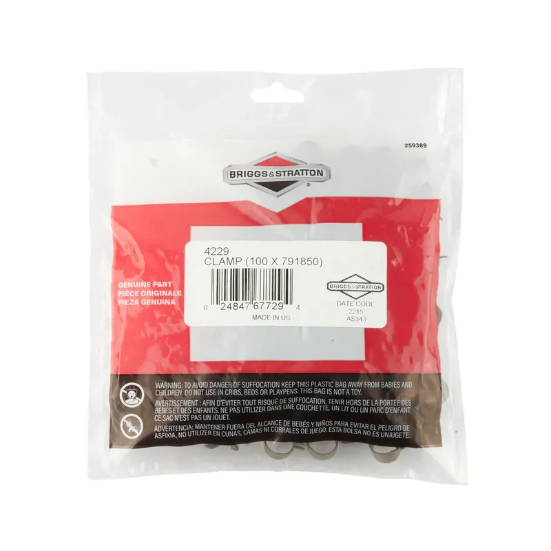 Weekend Sale Briggs & Stratton - 4229 - 100 of 791850 Clamp, Green, ID .490”