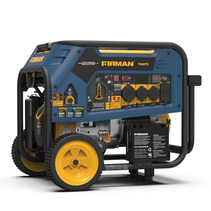 Direct From Factory Firman T08072 Hybrid Series Tri-Fuel Generator, 8000/7250/5500W w/ CO Alert