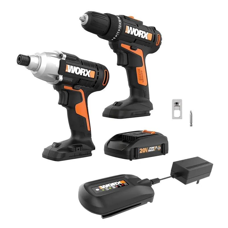 Worx WX915L Cordless 20V Power Share 2-Piece Drill & Impact Driver Kit Next Day Delivery